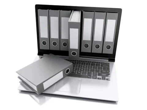 3d laptop and files. isolated white background イラスト素材