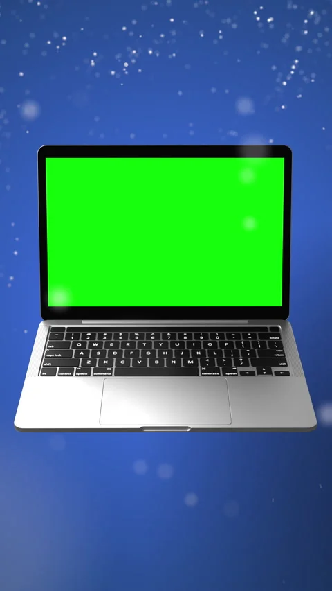 3D Laptop Animation with green screen and snowfall in background Stock Footage 282401285