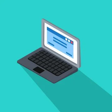 3d laptop with blue tab screen vector on blue screen.Flat computer isolated Stock Illustration