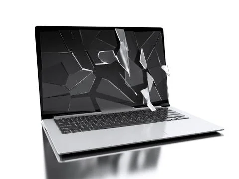 3d laptop with Broken screen Illustrazione stock