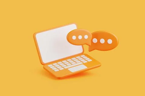 3D Laptop with Chat Bubbles Illustration Stock Illustration
