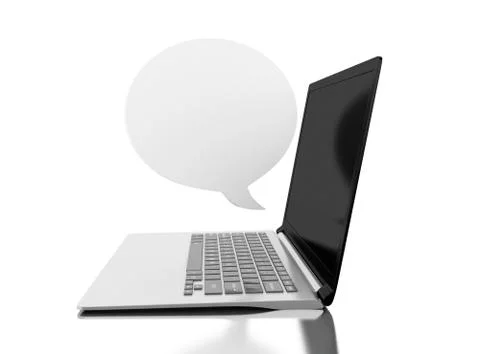 3d Laptop computer with empty bubble speech Stock Illustration