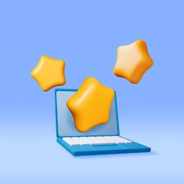 3D laptop with customer feedback isolated. Stock Illustration