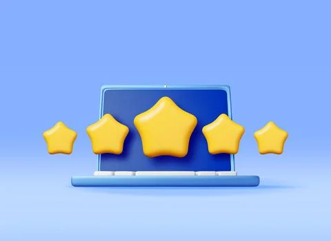 3D laptop with customer feedback isolated. Stock Illustration