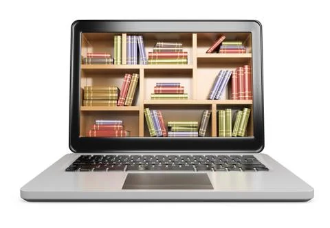 3d laptop. digital library concept Stock Illustration