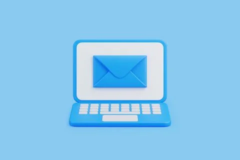 3D Laptop with Email Icon for Communication Stock Illustration