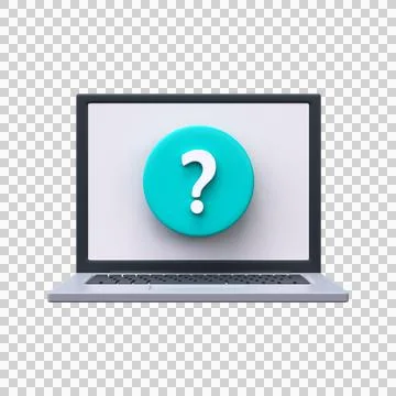 3d Laptop icon with a question mark. Stock Illustration