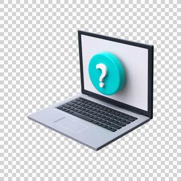 3d laptop with question mark icon Illustrazione stock