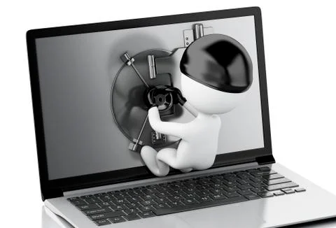 3d Laptop with Safe Door. Data security concept. Stock Illustration