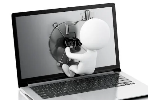 3d Laptop with Safe Door. Data security concept. Stock Illustration