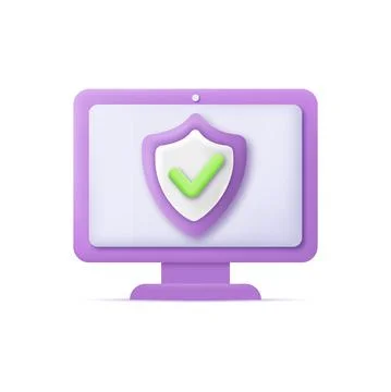 3d laptop with shield security concept. Vector Stock Illustration