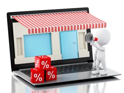 3d Laptop store, e-commerce. Stock Illustration