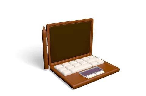 3D laptop with stylus icon Stock Illustration