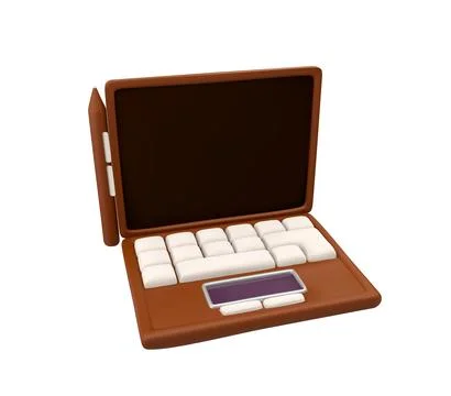 3d laptop tablet icon with stylus Stock Illustration