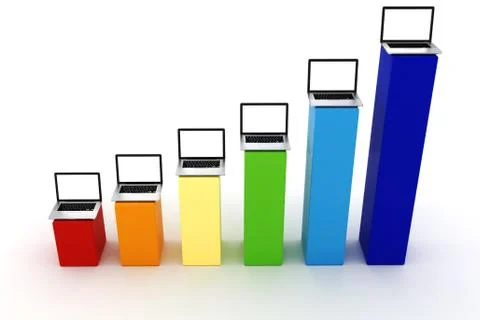 3d laptops and graph Stock Illustration
