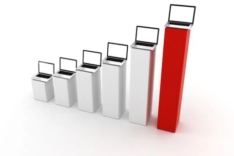 3d laptops and graph Stock Illustration