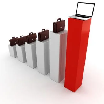 3d laptops and graph Stock Illustration