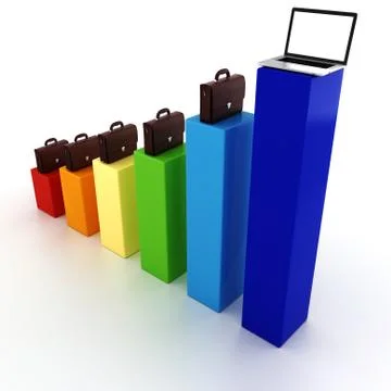 3d laptops and graph Stock Illustration