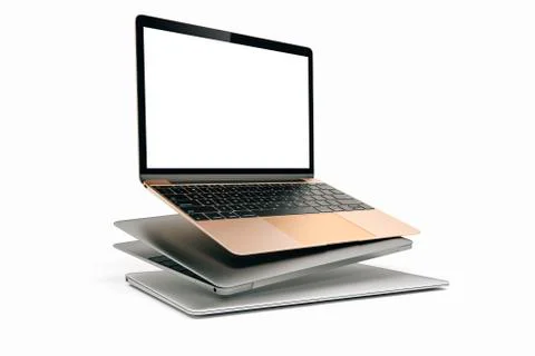 3d laptops on white background Stock Illustration
