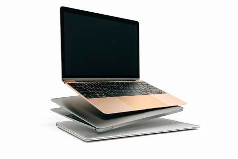 3d laptops on white background Stock Illustration