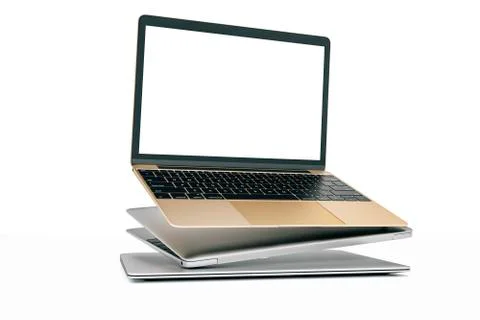 3d laptops on white background Stock Illustration