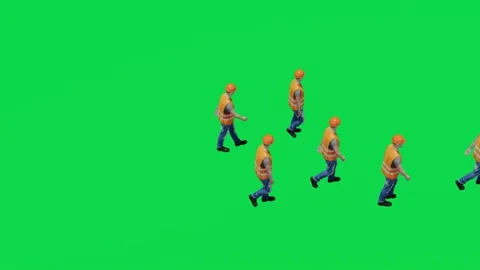 3D of a large group of urban and construction worker men on a green background s Stock Footage 231733285