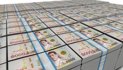 3D Large Stack of 1000 Thailand Thai Baht Banknote 스톡 일러스트