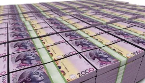3D Large Stack of 2000 Albanian Banknote Stock Illustration