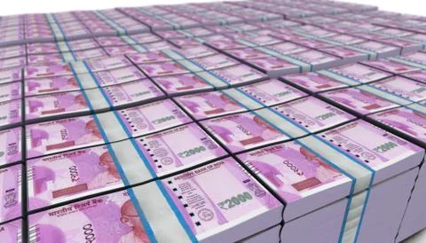 3D Large Stack of 2000 India Rupee Banknote Illustrazione stock