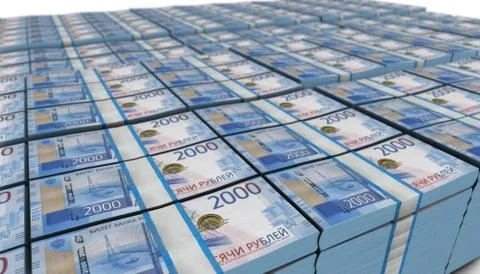 3D Large Stack of 2000 Rubles Russia Banknote 스톡 일러스트