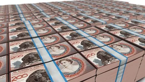 3D Large Stack of Aldabra Islands 200 Dollars Banknote Stock Illustration