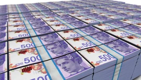 3D Large Stack of Israel New Shekels Banknote 스톡 일러스트