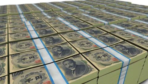 3D Large Stack of Japan Yen Banknote イラスト素材
