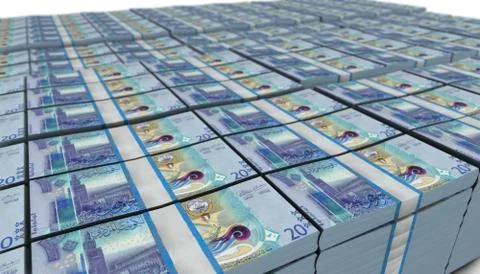 3D Large Stack of Kuwait Dinars Banknote Stock Illustration