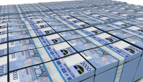 3D Large Stack of Kyrgyzstan Som Banknote Stock Illustration