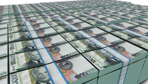 3D Large Stack of Laos Kip Banknote 스톡 일러스트