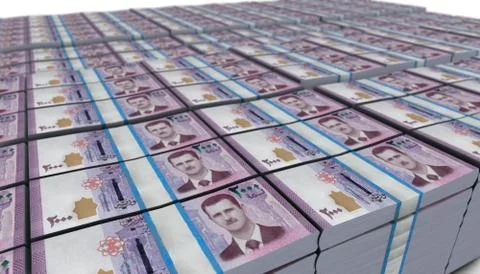 3D Large Stack of Syria Pound Banknote Stock Illustration