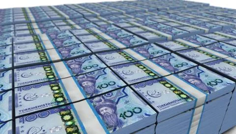 3D Large Stack of Turkmenistan Manat Banknote Stock Illustration