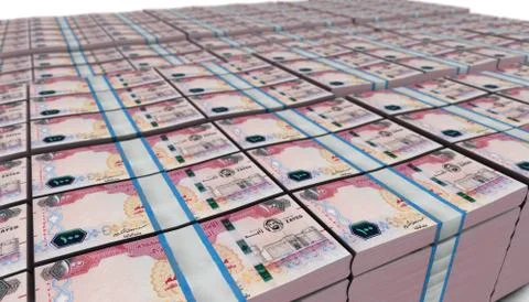 3D Large Stack of United Arab Emirates Dirham Banknote Stock Illustration