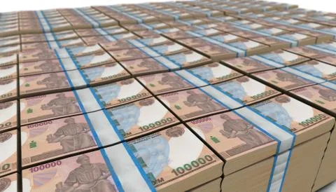 3D Large Stack of Uzbekistan Som Banknote 스톡 일러스트