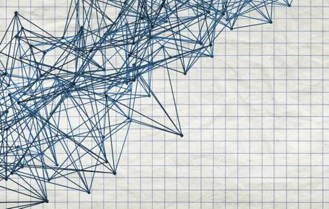 3d  lattice mesh structure over squared paper Stock Illustration