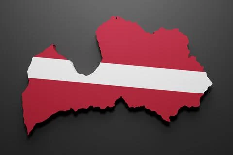 3d Latvia map and flag Stock Illustration