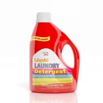 3D Laundry Detergent plastic bottle isolated on white background Stock Illustration
