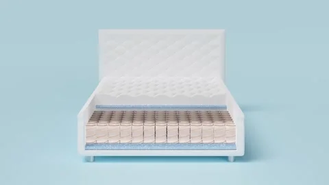 3d layered sheet material mattress with air fabric, pocket springs, natural.. Video stock 264948264