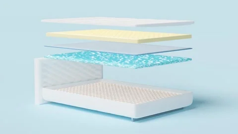 3d layered sheet material mattress with air fabric, pocket springs, natural.. Stock Footage 271219204