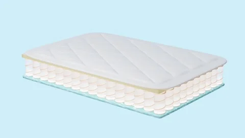 3d layered sheet material mattress with air fabric, pocket springs, natural.. Stock Footage 289191777