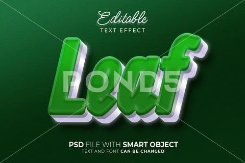 3D Leaf text editable text effect. easy to use. suitable for title design. PSD Template