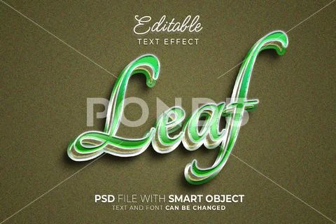 3D Leaf text editable text effect. easy to use. suitable for title design. PSD Template