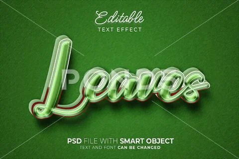 3D Leaf text editable text effect. easy to use. suitable for title design. PSD Template
