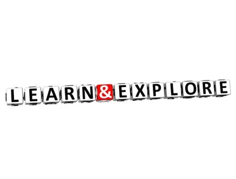 3d learn and explore crossword on white background Stock Illustration